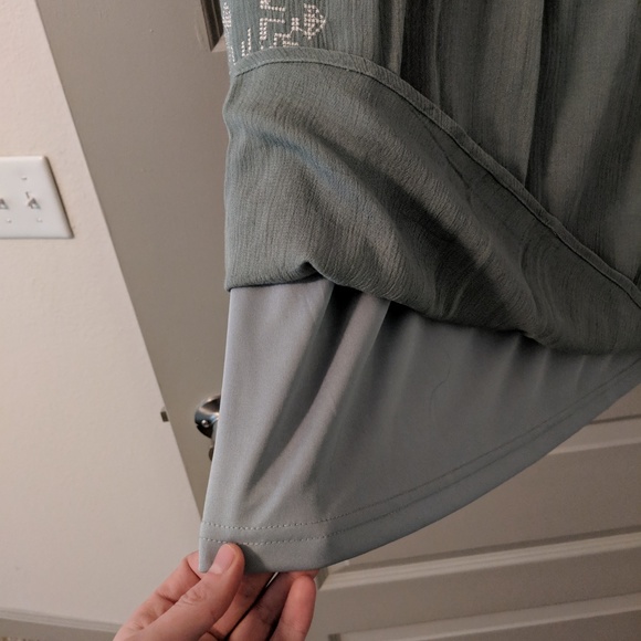 Sweet sage green embroidered shift dress - pretty! - Picture 6 of 7